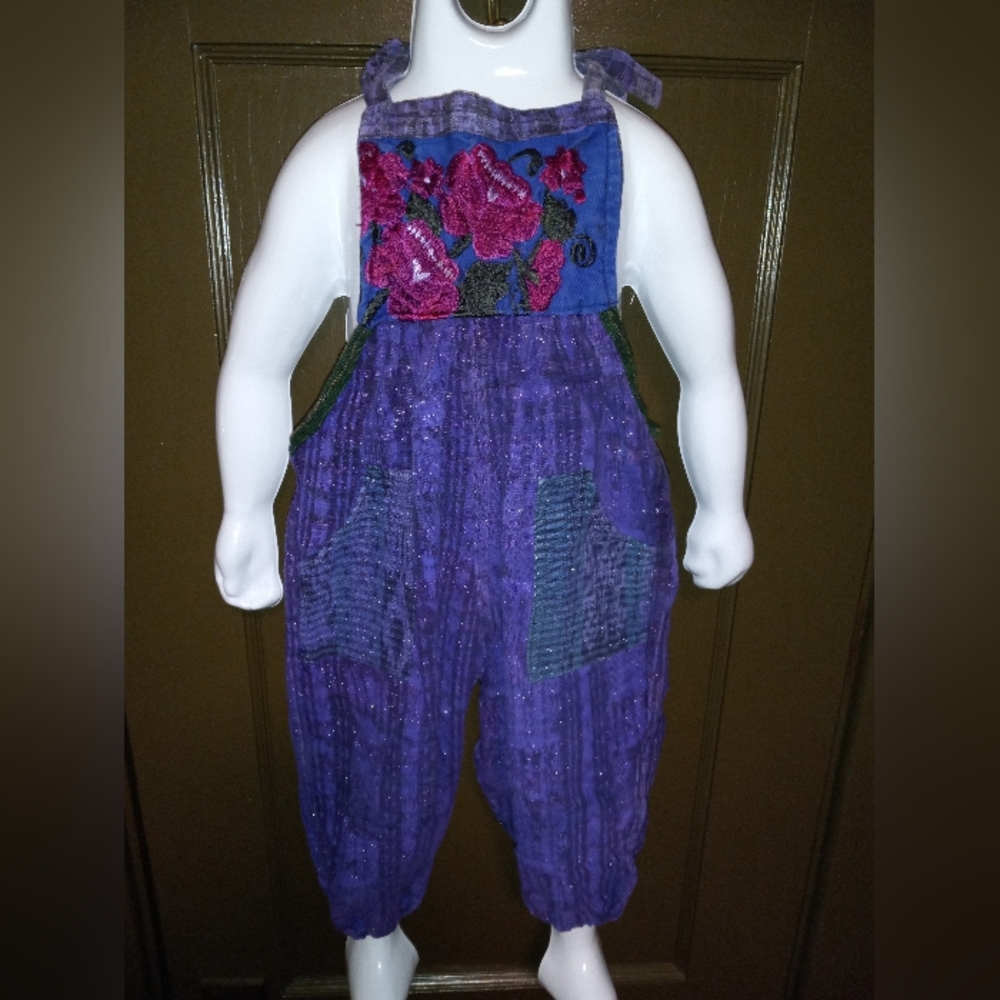 Vintage Handmade Toddler Embroidered Festival Dungarees - Jumpsuit